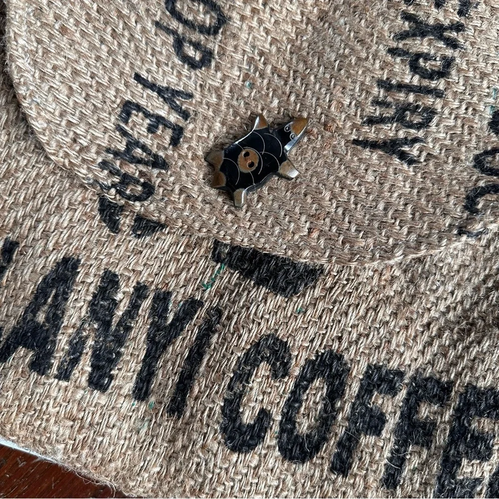 Handcrafted Burlap Coffee Bag with Floral Strap - Picture 2 of 8